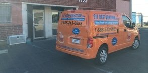 Water Damage and Mold Cleanup Van Being Prepped